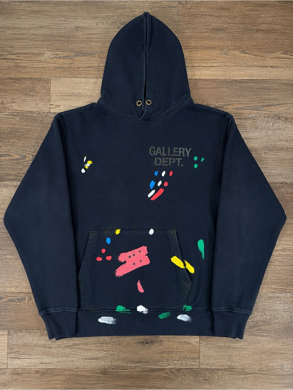 Gallery Dept Navy Hoodie with Multicolor Paint Splatter